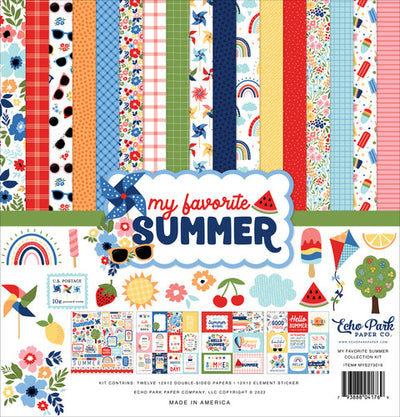 Kit contains twelve 12x12 double-sided papers plus a 12x12 element sticker: bright colors and a summer theme—archival quality and acid-free.