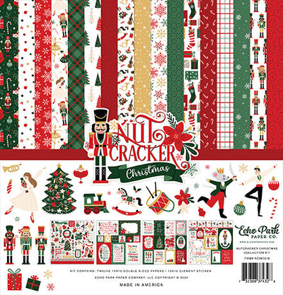 Nutcracker Christmas Collection Kit by Echo Park - The kit contains 12 double-sided papers that feature all the fun reasons we love Christmas. The kit also includes a 12x12 sheet of themed Element stickers. By Echo Park.