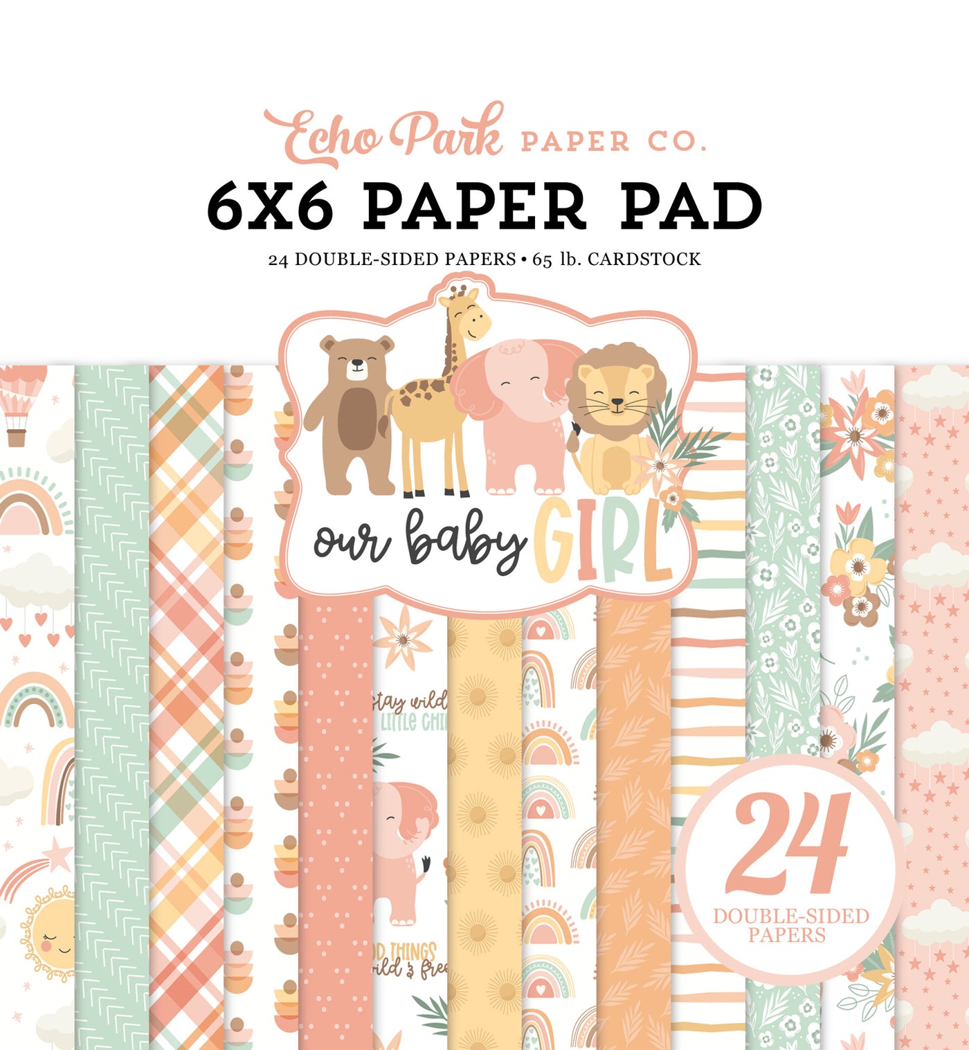 6x6 pad features cute designs and colors to celebrate the arrival of a new baby girl! Fun for cards and papercrafts. Includes 24 double-sided pages.
