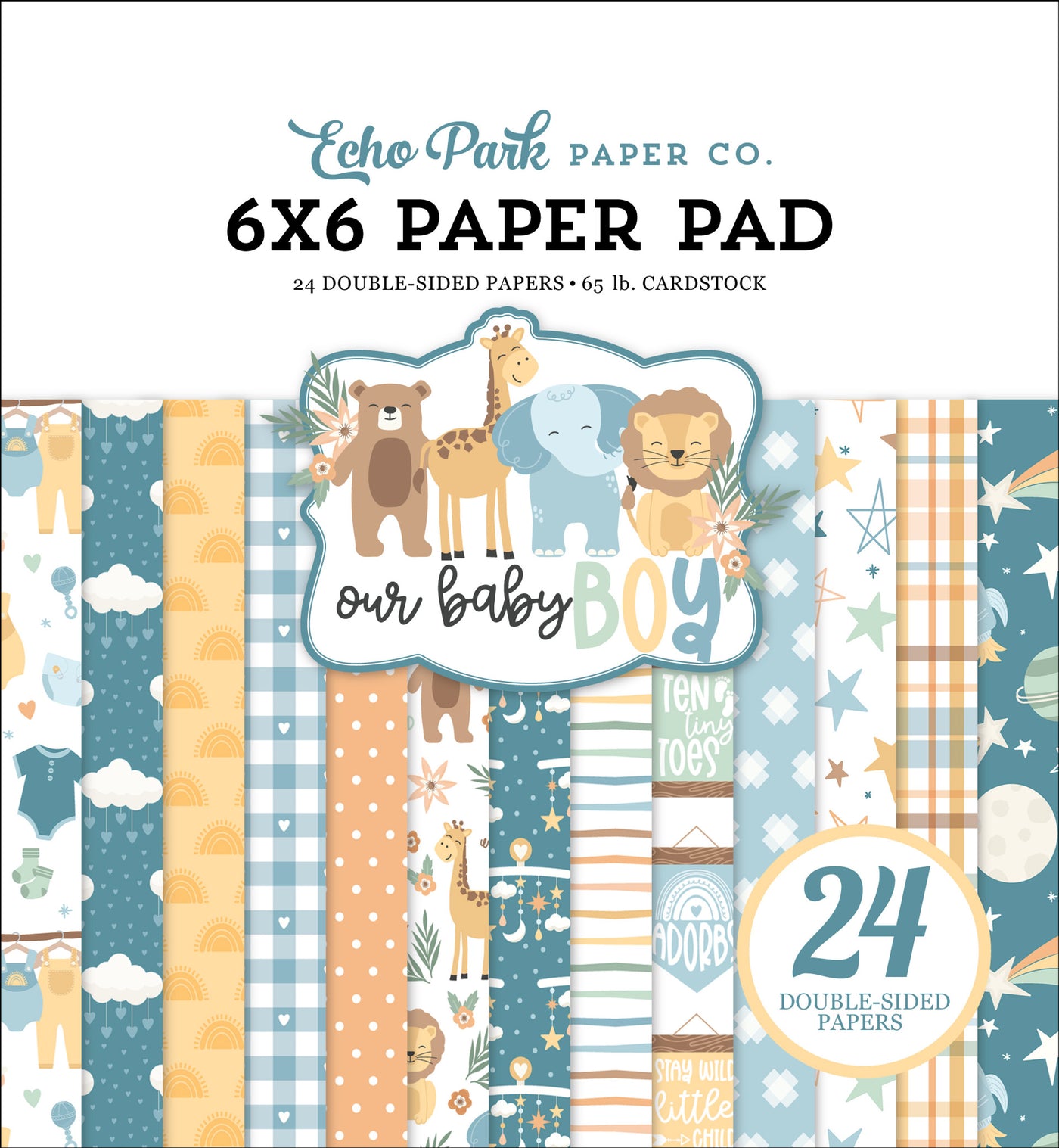 6x6 pad features cute designs and colors to celebrate the arrival of a new baby boy! Fun for cards and papercrafts. Includes 24 double-sided pages.