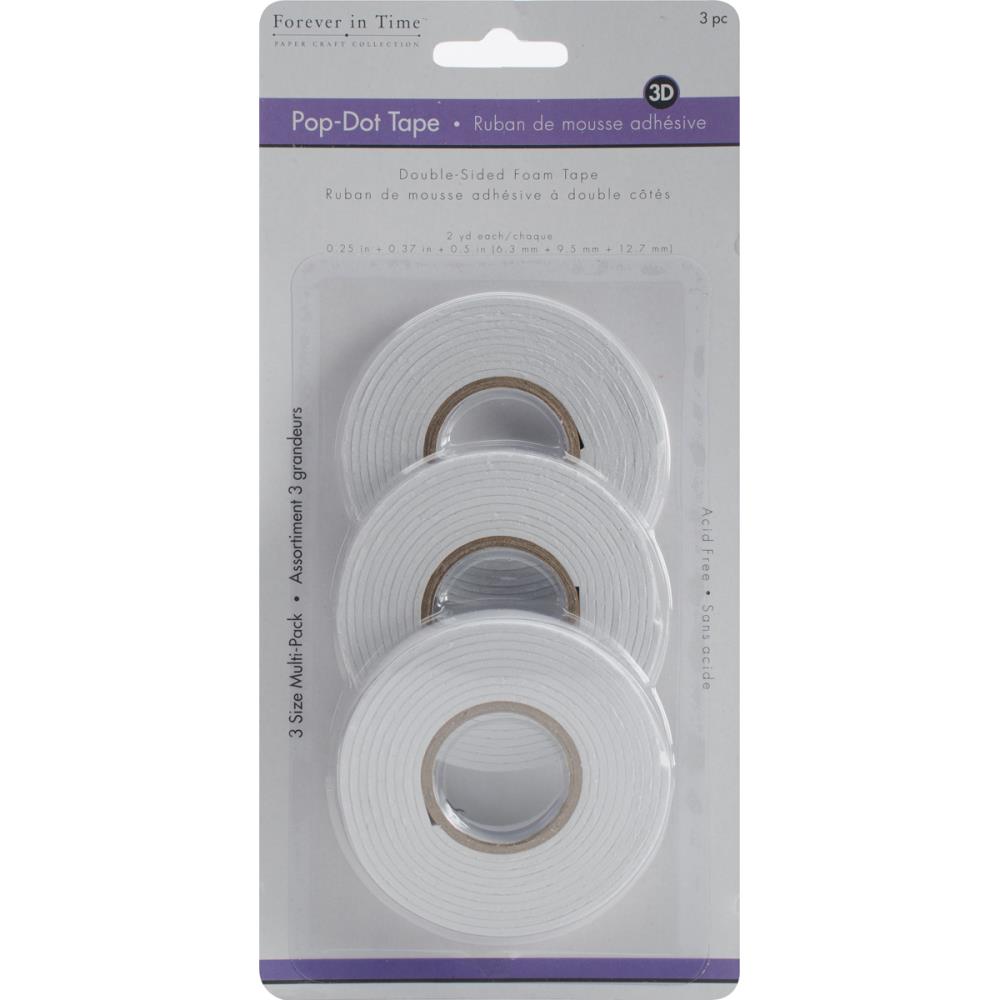 Ideal for scrapbooking, card making, gift wrapping, decorating, and other DIY craft projects! This package contains 2 yards of 1/4-inch wide foam tape, 2 yards of 3/8-inch wide foam tape, and 2 yards of 1/2-inch wide foam tape. It is acid-free and imported.
