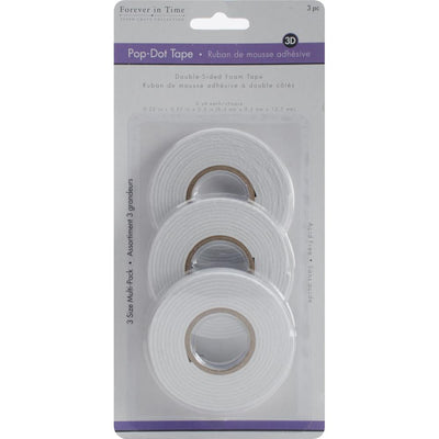 Ideal for scrapbooking, card making, gift wrapping, decorating, and other DIY craft projects! This package contains 2 yards of 1/4-inch wide foam tape, 2 yards of 3/8-inch wide foam tape, and 2 yards of 1/2-inch wide foam tape. It is acid-free and imported.