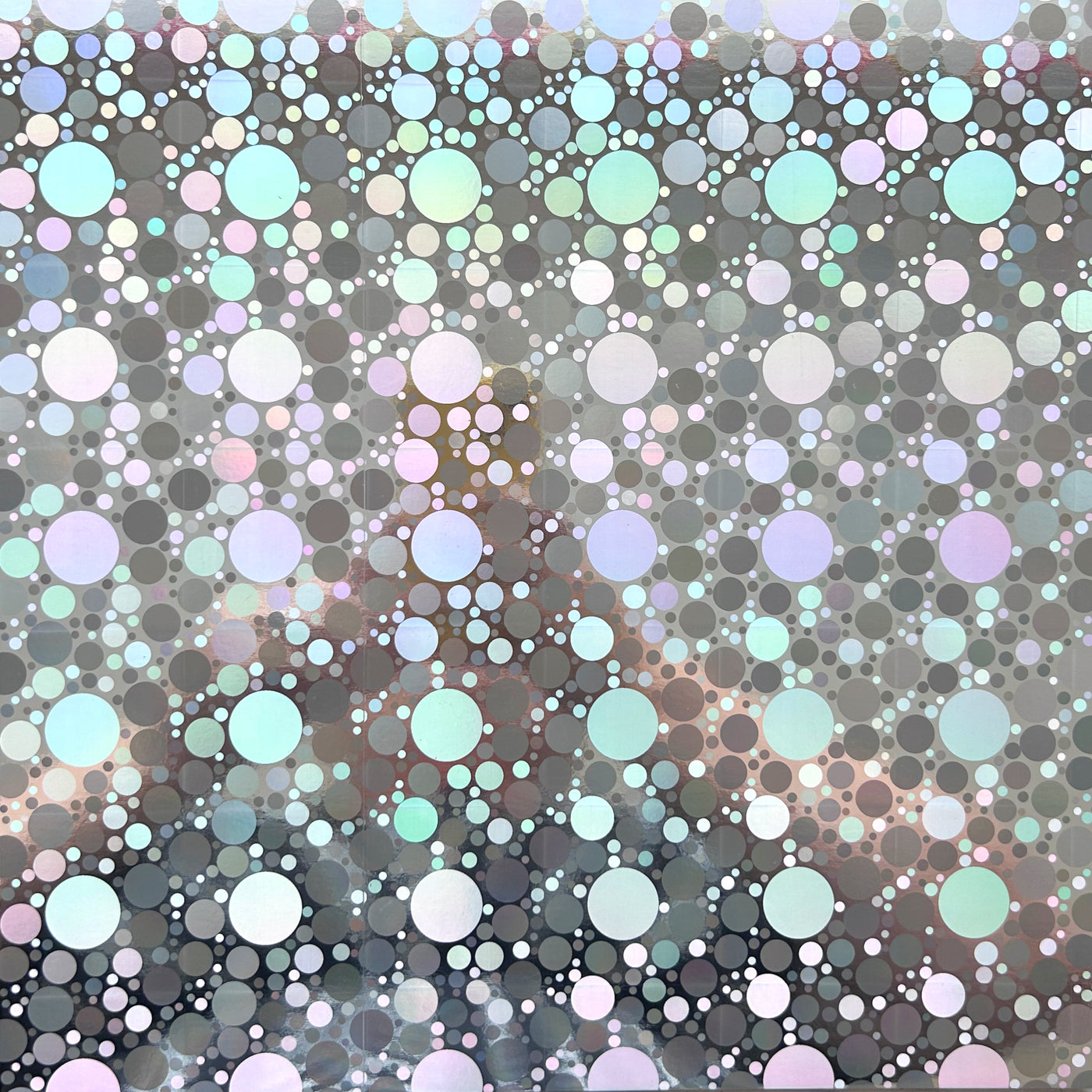 Polka Dots Holographic Cardstock - 12x12 Silver Holographic Cardstock with mixed sized dot pattern