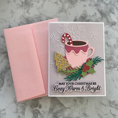pink handmade Christmas card
