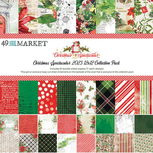 This pack of eight 12" x 12" double-sided papers from the Christmas Spectacular Collection is versatile for card making and crafts—49 and Market.