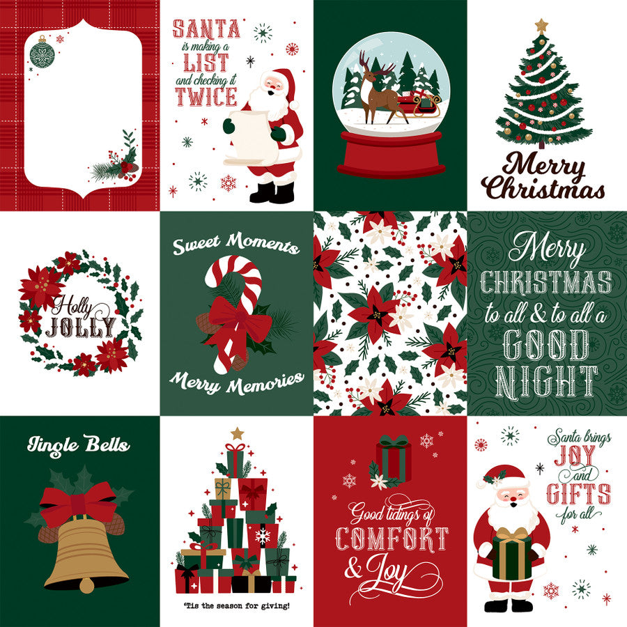 SANTA CLAUS 3X4 JOURNALING CARDS - 12x12 Double-Sided Patterned Paper - Echo Park