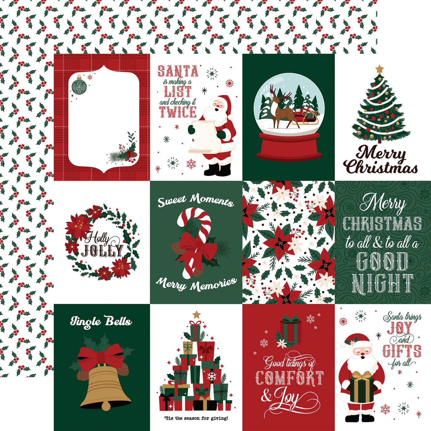 SANTA CLAUS 3X4 JOURNALING CARDS - 12x12 Double-Sided Patterned Paper - Echo Park