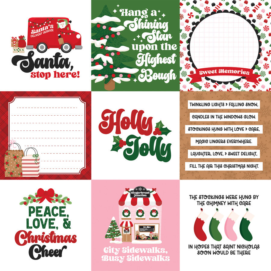 SANTA'S CHRISTMAS DELIVERY 4X4 JOURNALING CARDS - 12x12 Double-Sided Patterned Paper - Echo Park