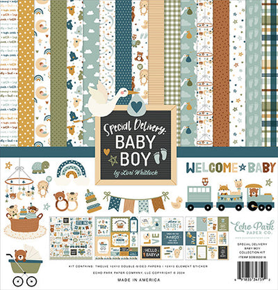 These 12x12 double-sided designer sheets with creative patterns featuring baby boy prints, and all the love for a little boy are archival quality and acid-free.