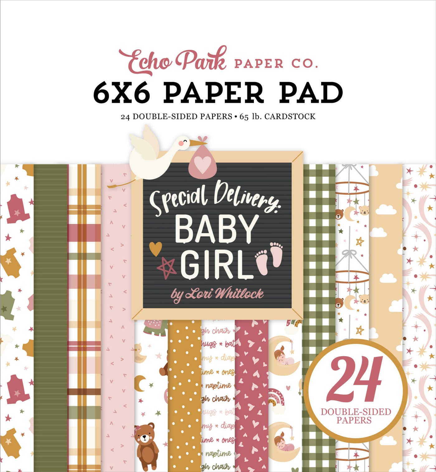 24 double-sided pages with patterns and theme for girl's birth or baby shower. 6x6 pad is convenient to use for card making and paper crafts. Archival quality.
