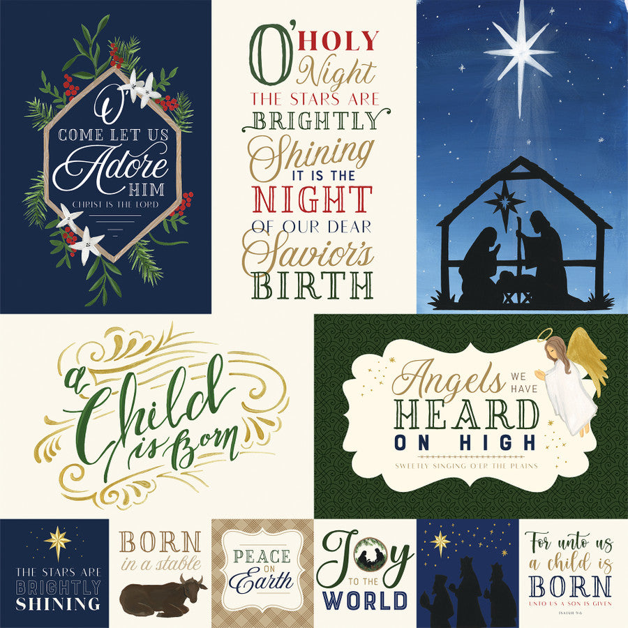 SILENT NIGHT JOURNALING CARDS - 12x12 Double-Sided Patterned Paper - Echo Park