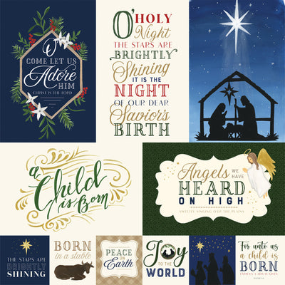 SILENT NIGHT JOURNALING CARDS - 12x12 Double-Sided Patterned Paper - Echo Park