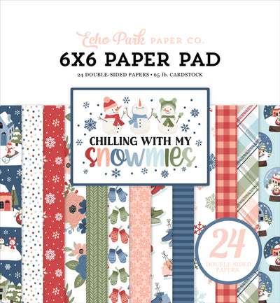 6x6 pad features a winter theme in icy blues and whites; fun for cards and papercrafts; includes 24 double-sided pages- Echo Park