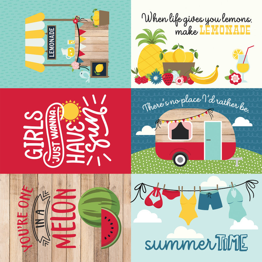 SLICE OF SUMMER 4X6 JOURNALING CARDS - 12x12 Double-Sided Patterned Paper - Echo Park