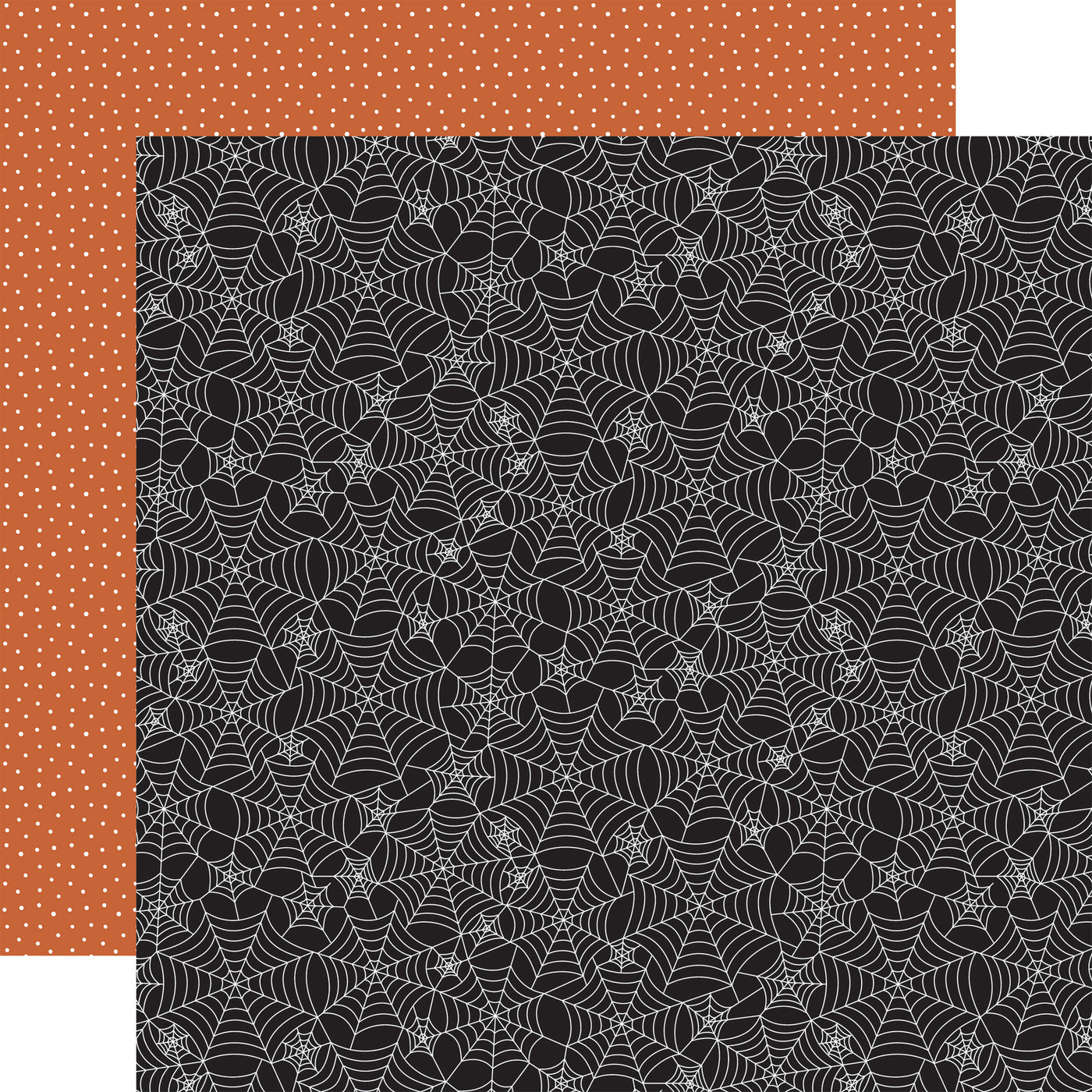 (Side A - white spider webs on a black background, Side B - black mini dots on an orange background). Archival quality, acid-free. 