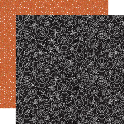 (Side A - white spider webs on a black background, Side B - black mini dots on an orange background). Archival quality, acid-free. 