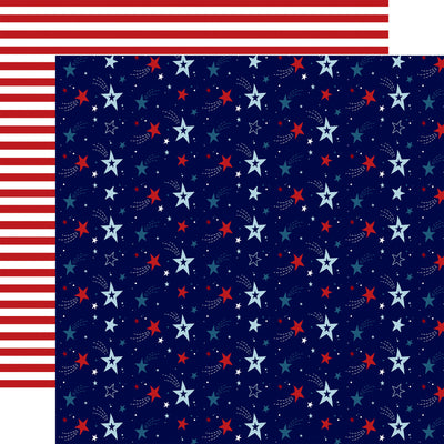 (Side A - red, white, and blue stars on a navy blue background; Side B - red and white stripes)