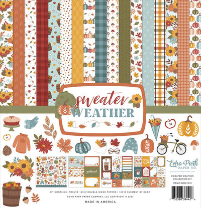 12 double-sided designer sheets with the perfect designs to enjoy autumn nostalgia. Fall-related images and phrases. 12x12 inch textured cardstock.