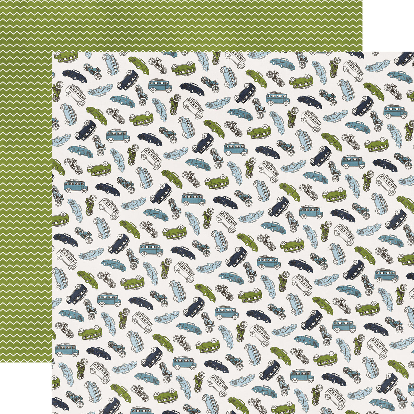 BIKES AND BUSES - 12x12 Double-Sided Patterned Paper - Echo Park