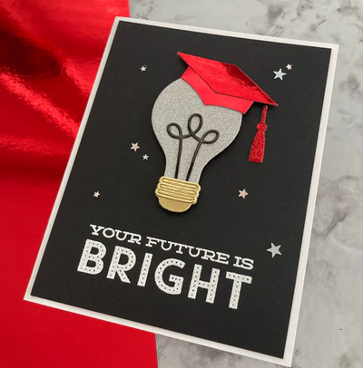Handmade graduation card featuring Sirio Ultra Black Cardstock