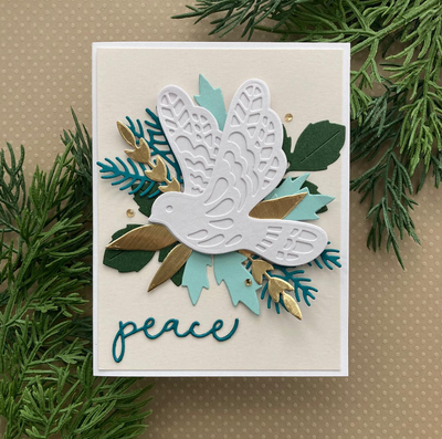 Handmade Die Cut Christmas card featuring Gold Brushed Mirror Foil