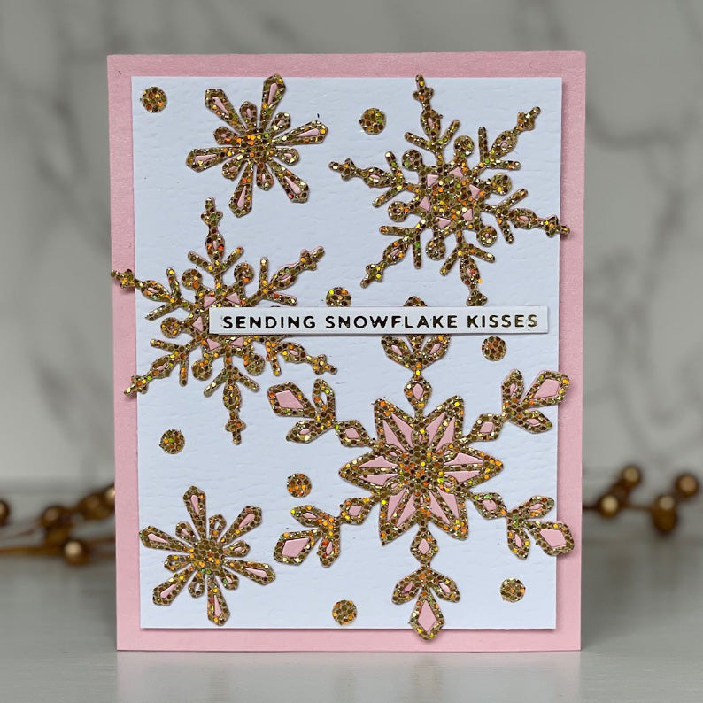 handmade winter card featuring gold sequin glitter cardstock