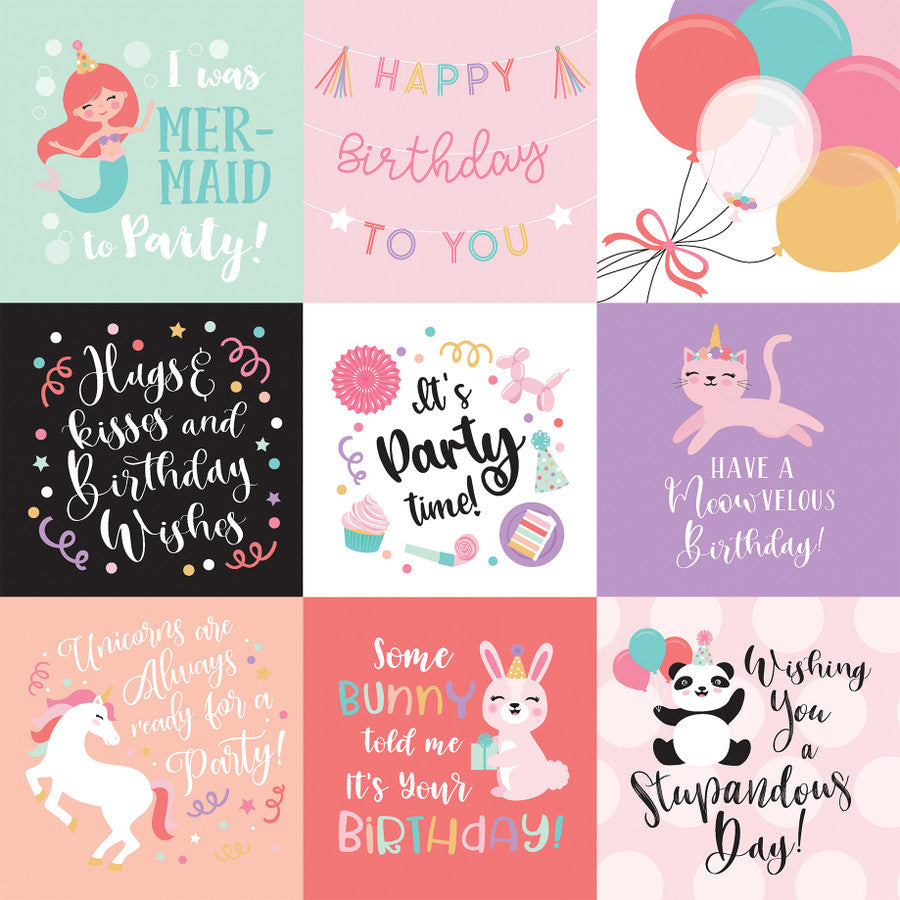 IT'S YOUR BIRTHDAY GIRL 4X4 JOURNALING CARDS - 12x12 Double-Sided Patterned Paper - Echo Park
