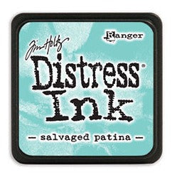 Turquoise colored Tim Holtz mini distress ink pad. Dye ink in a small ink pad. Stackable ink pads for distressing cardstock edges and rubber stamping.