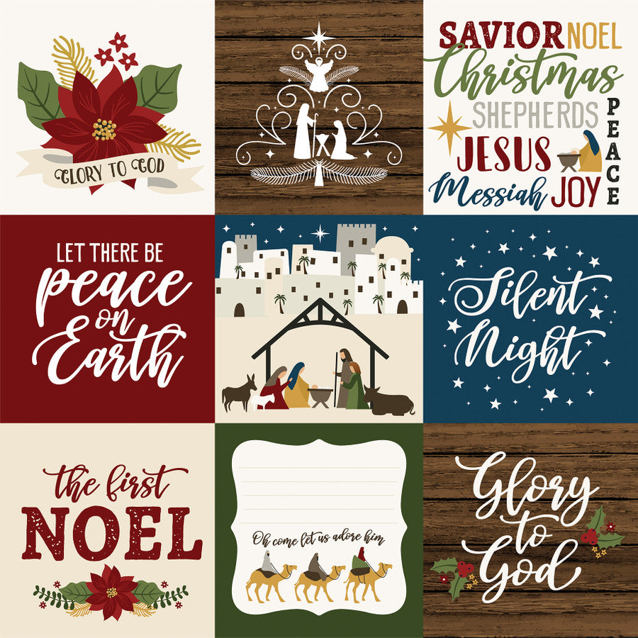 THE FIRST NOEL 4X4 JOURNALING CARDS - 12x12 Double-Sided Patterned Paper - Echo Park