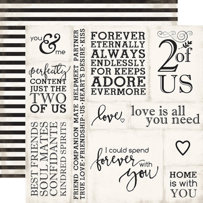 (Side A - wedding journaling cards, Side B - black and white stripes)