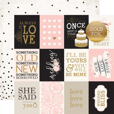 (Side A - 3X4 wedding journaling cards, Side B - black polka dots on a white background)