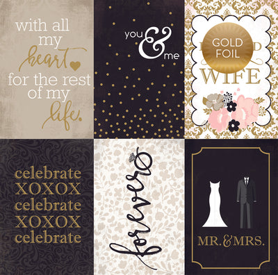 WEDDING BLISS 4X6 JOURNALING CARDS - FOIL - 12x12 Double-Sided Patterned Paper - Echo Park