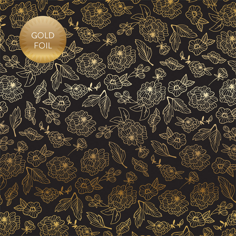 GOLD FLORAL - FOIL - 12x12 Double-Sided Patterned Paper - Echo Park