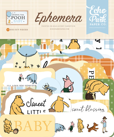 Winnie The Pooh Baby Ephemera Die Cut Cardstock. Pack includes 34 different die-cut shapes ready to embellish any project.