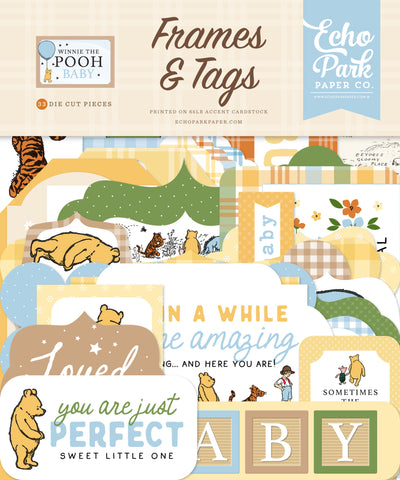 Winnie The Pooh Baby Frames & Tags Die Cut Cardstock Pack includes 34 different die-cut shapes ready to embellish any project. 