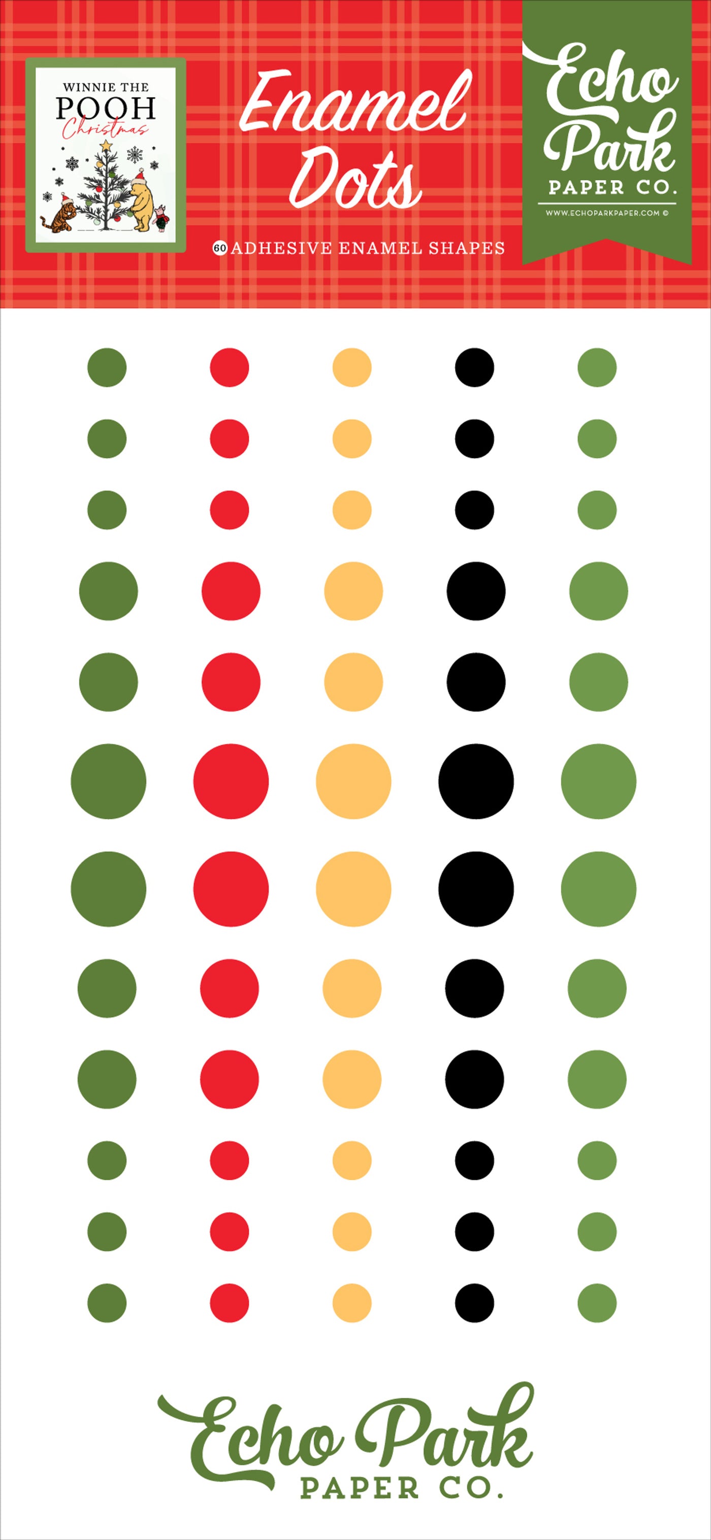 Packaging of Echo Park Paper Co. Enamel Dots with colorful dots on a white background.