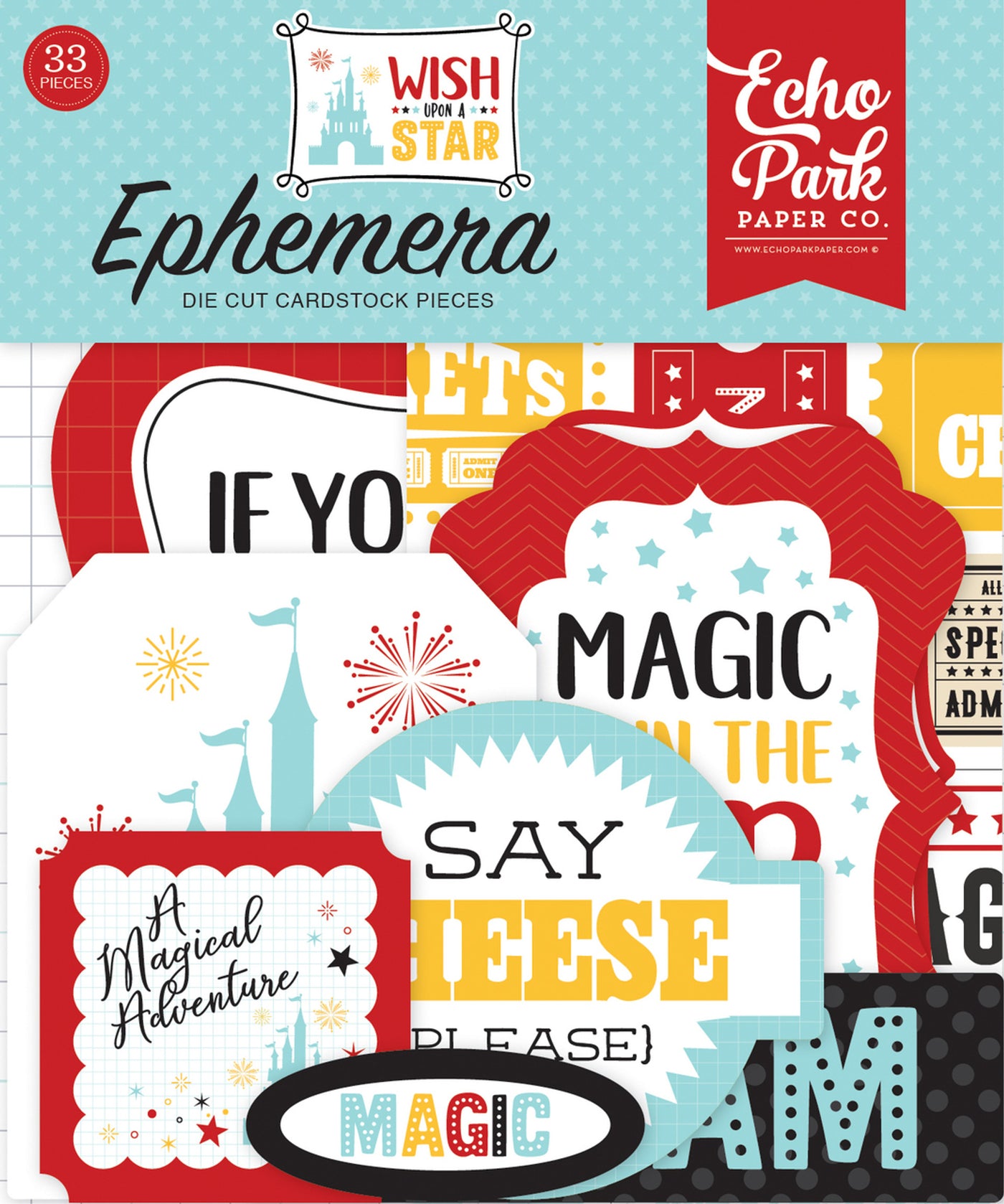 WISH UPON A STAR Ephemera Die Cut Cardstock Pack.  Pack includes 33 different die-cut shapes ready to embellish any project. 