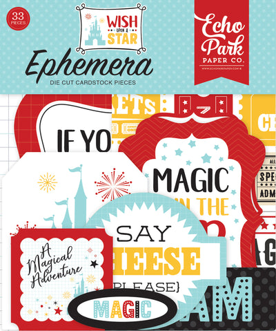 WISH UPON A STAR Ephemera Die Cut Cardstock Pack.  Pack includes 33 different die-cut shapes ready to embellish any project. 