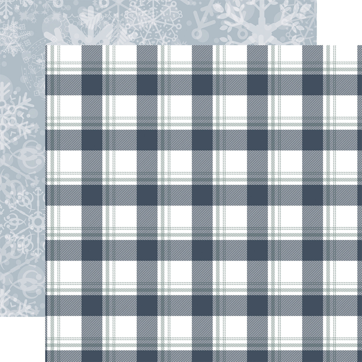 Plaid pattern paper with blue and white colors on a white background