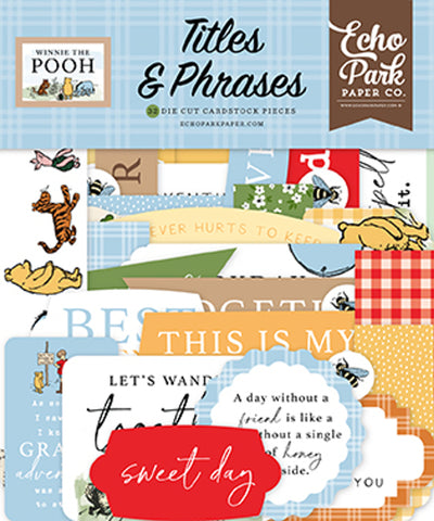 Winnie The Pooh Titles & Phrases Die Cut Cardstock Pack includes 32 die-cut shapes ready to embellish any project. 
