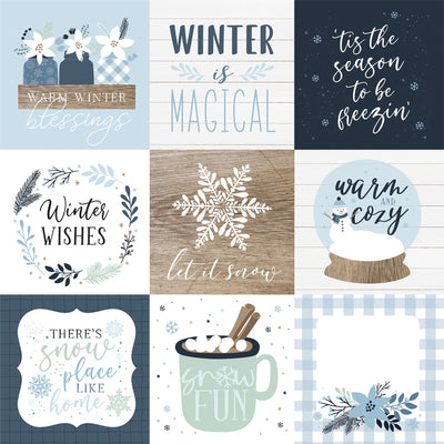 WINTER 4X4 JOURNALING CARDS - 12x12 Double-Sided Patterned Paper - Echo Park