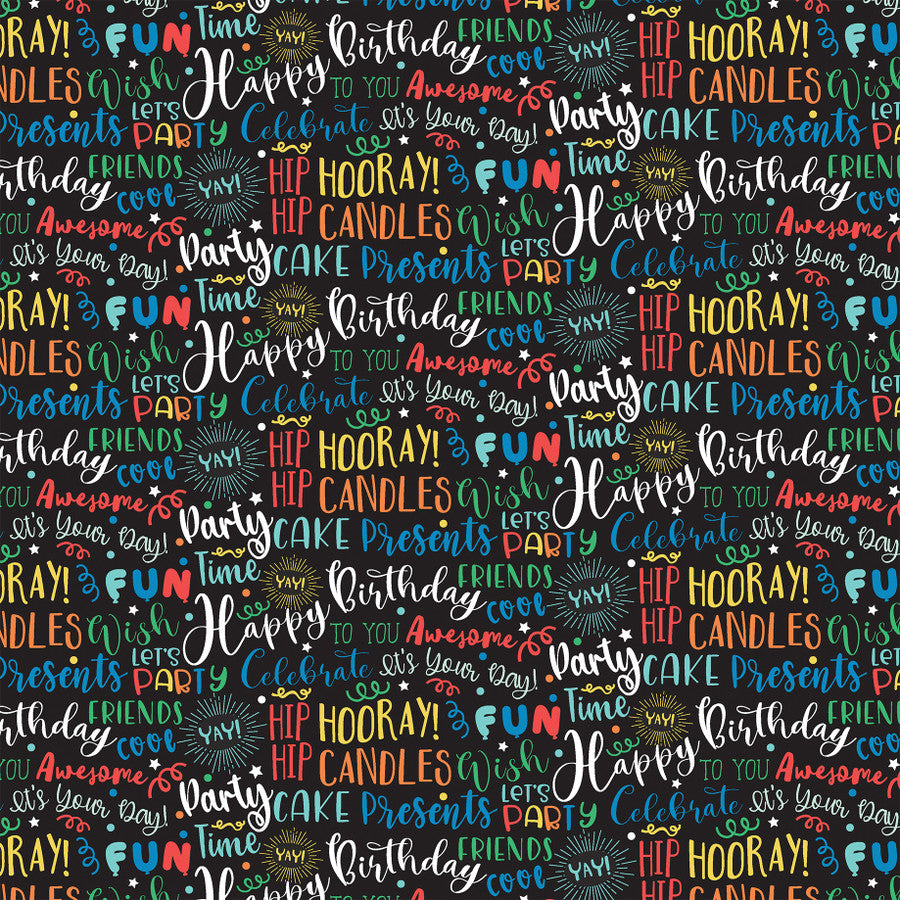 BIRTHDAY BOY WORDS - 12x12 Double-Sided Patterned Paper - Echo Park