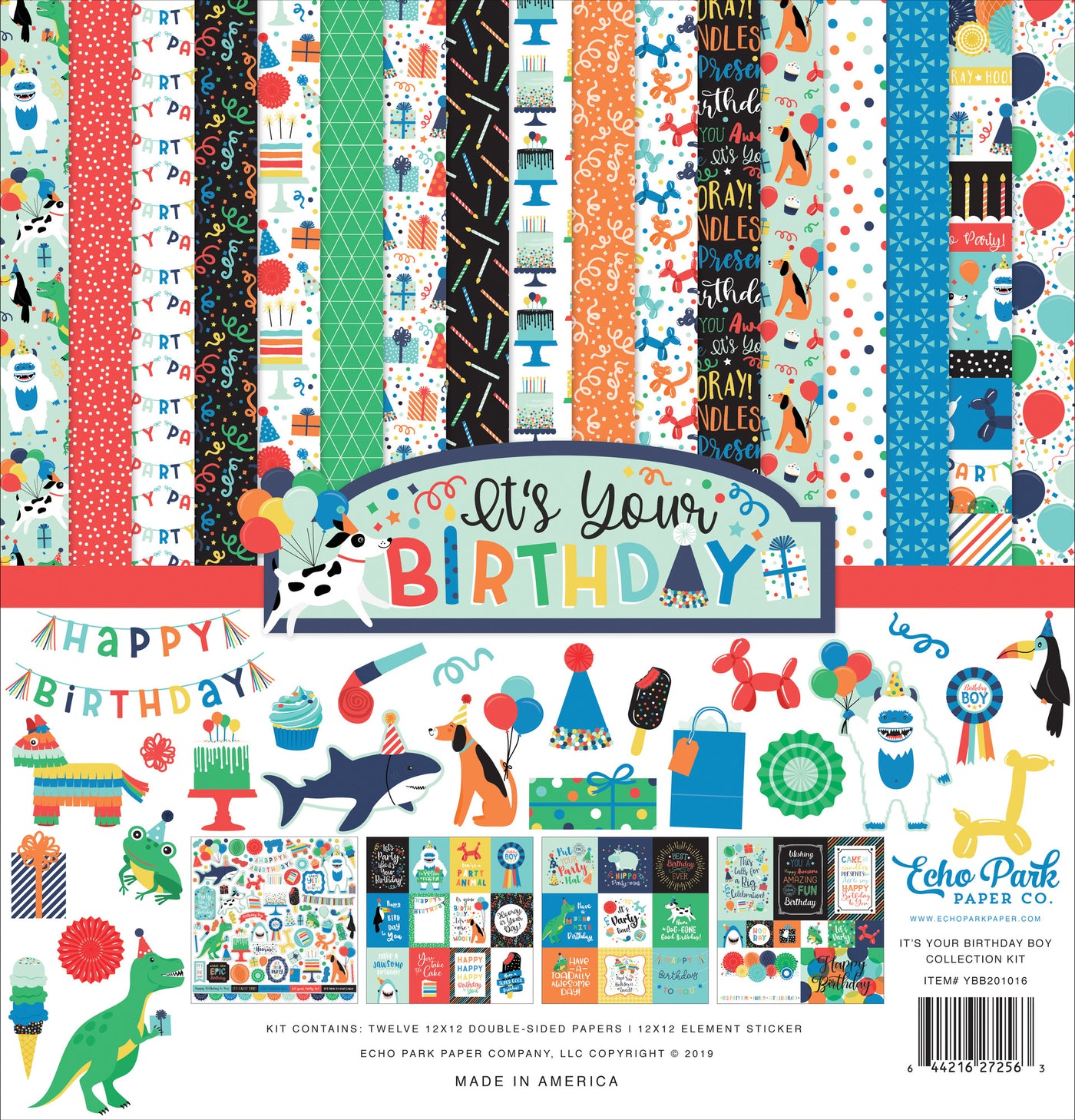 Twelve double-sided designer sheets with perfect designs to create memories for a boy's birthday party. Boy-relevant, party-related themes. 12x12 textured cardstock.