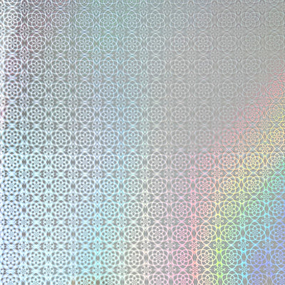 Zentangle Holographic Cardstock - Silver holographic cardstock with a floral doodle pattern