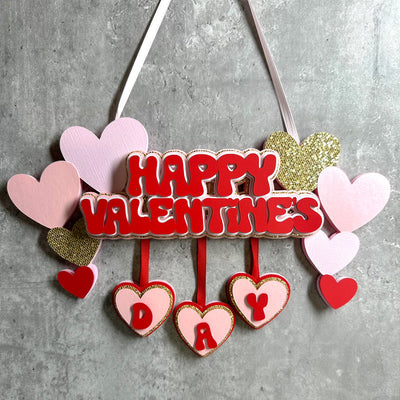 handmade valentine banner featuring plike  red cardstock