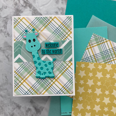 handmade baby card featuring plaid cardstock