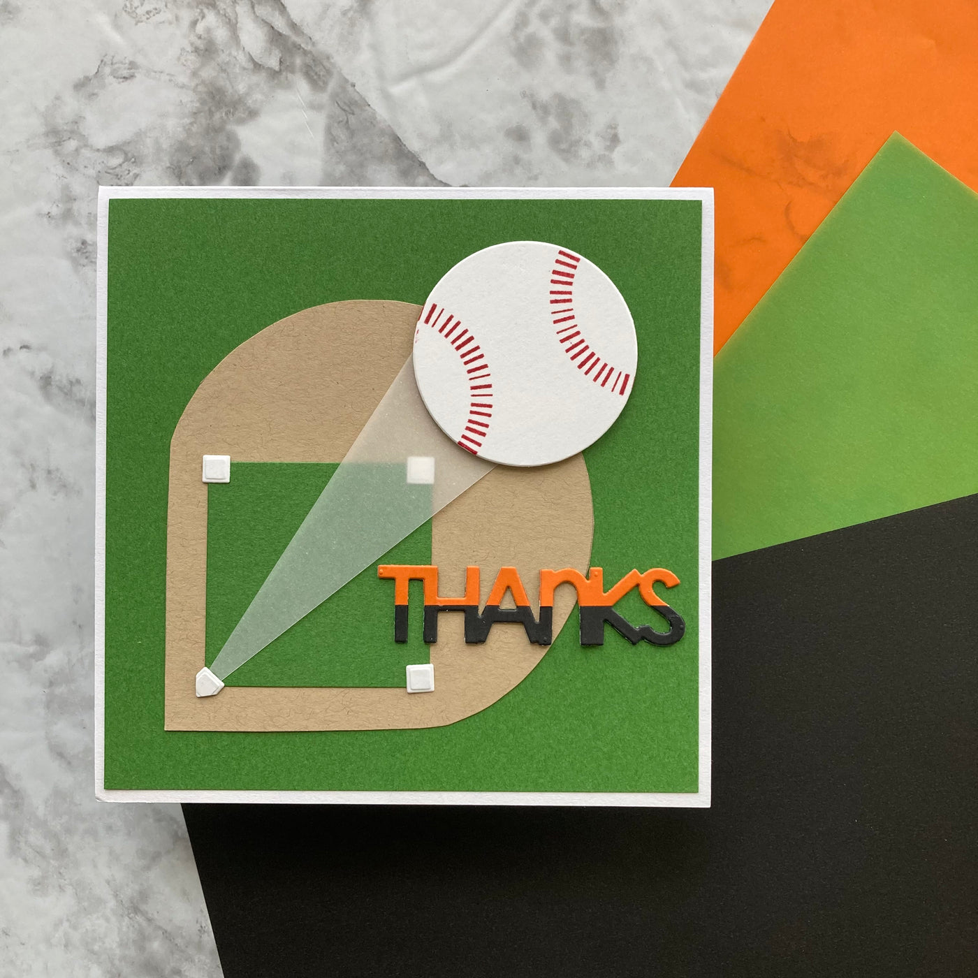 baseball themed handmade card featuring Encore Vellum