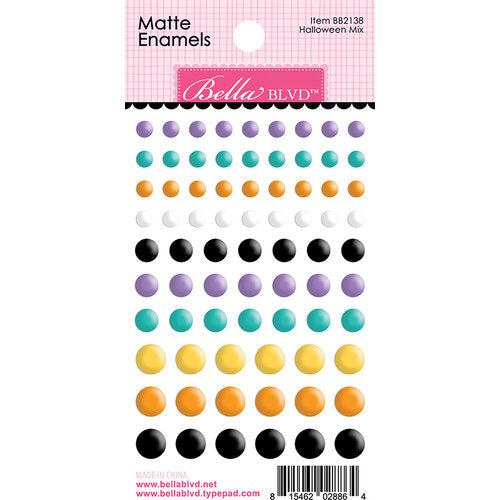 Halloween enamels with sixty multi-color, self-adhesive enamels in small, medium, and large sizes by Bella Blvd.