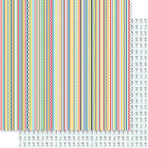 (Side A - rows of various patterns and lines in rainbow colors, Side B - rows of flashcards with math facts)