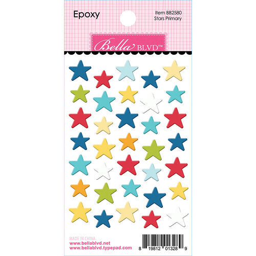Star epoxy stickers with thirty-five multi-color, self-adhesive epoxy in two sizes by Bella Blvd.
